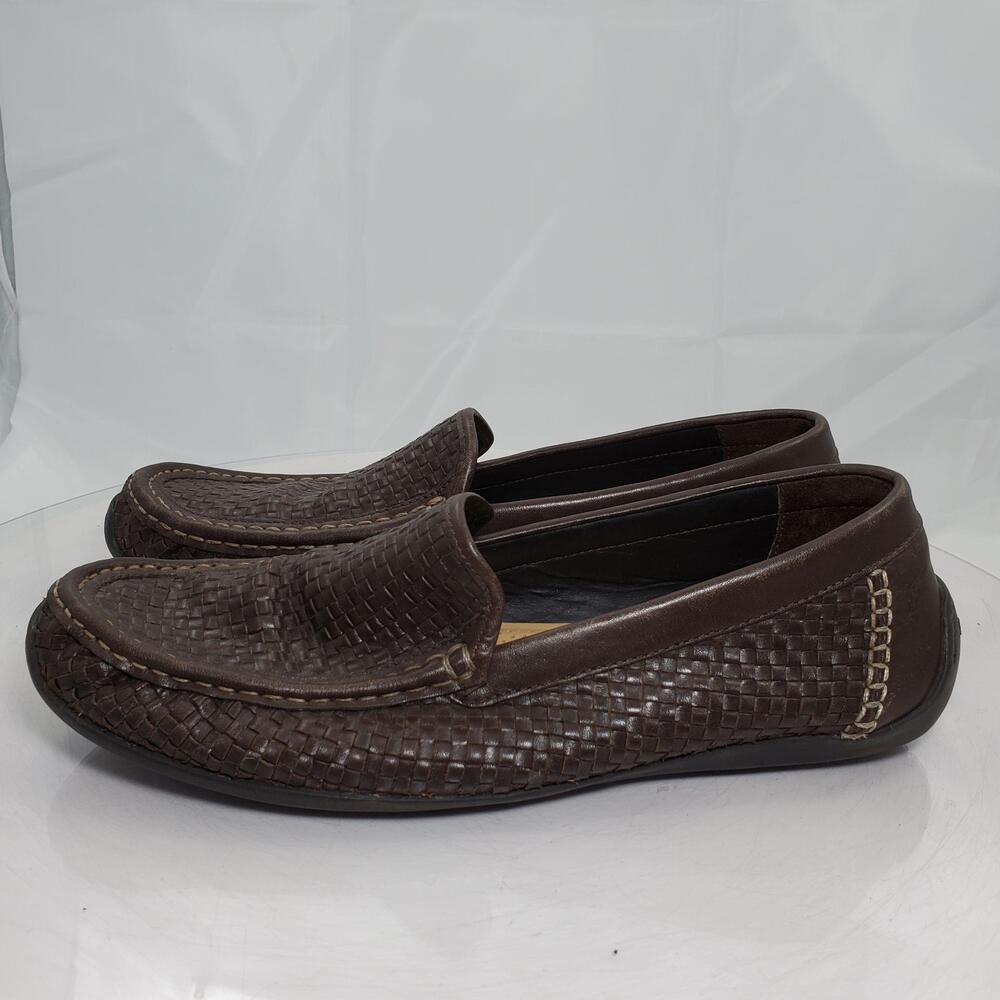 Tommy Bahama Orson Driver Loafer Shoes Men 11 D Dark Brown Woven Leather Slip On